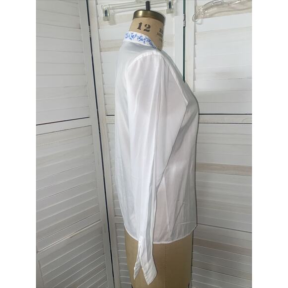 Pendleton Women's White Rayon Button Front Shirt Blouse LS With Embroidery Sz 6 - Picture 3 of 9